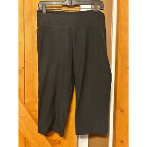 Nike Women's Large L Dri-Fit Black Cropped Pants Stretch Capri Athletic